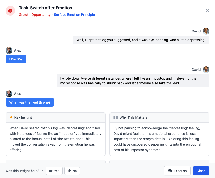 Coaching Feedback Screenshot