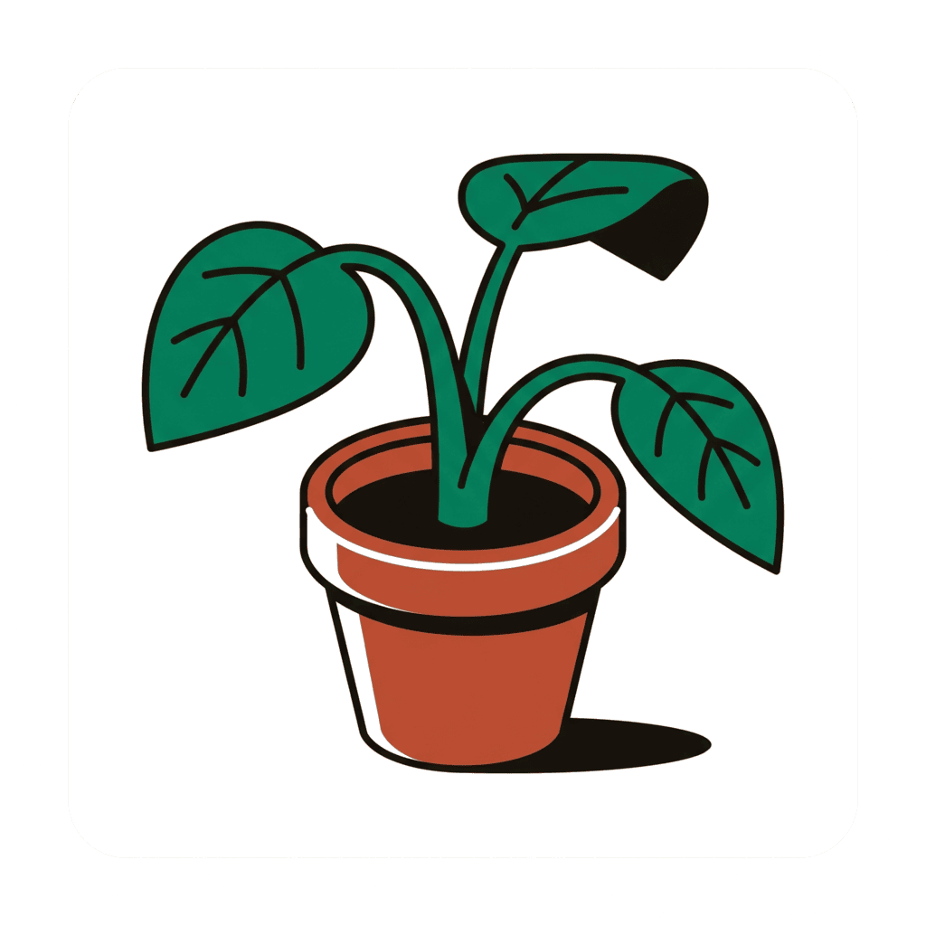 A clay pot with an emerald plant rising from it on a warm-paper ground — a practice that has grown